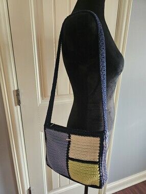 The Sak Navy & Green Tight Weave Colorblock Shoulder Bag